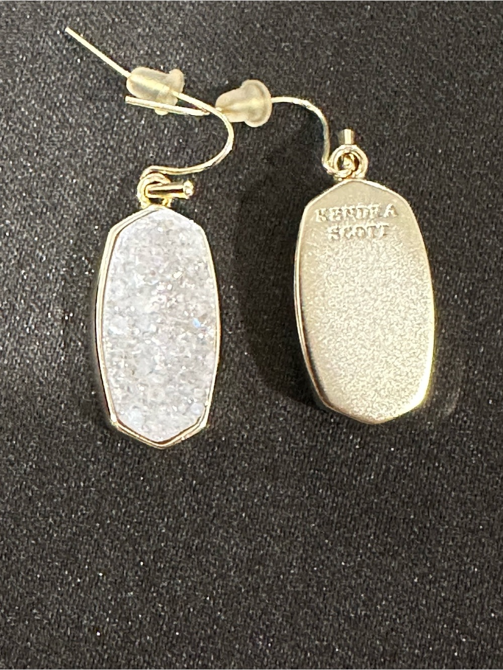 Kendra Scott White Druzy Gold-Trim Drop Earrings
